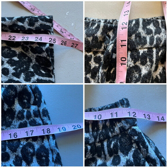 ZARA Women’s Black Gray Leopard Print High Waist Wide Leg Pants XS Cropped - Picture 4 of 8